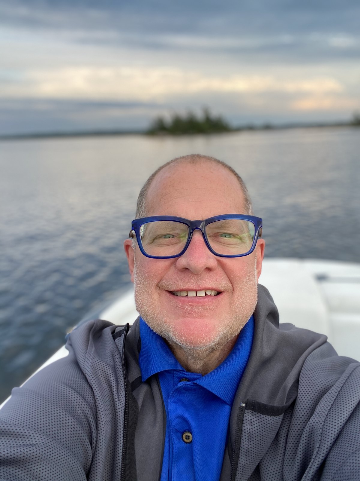 Dave Welling on the water in Shawanaga Bay near Adanac Island, Carling